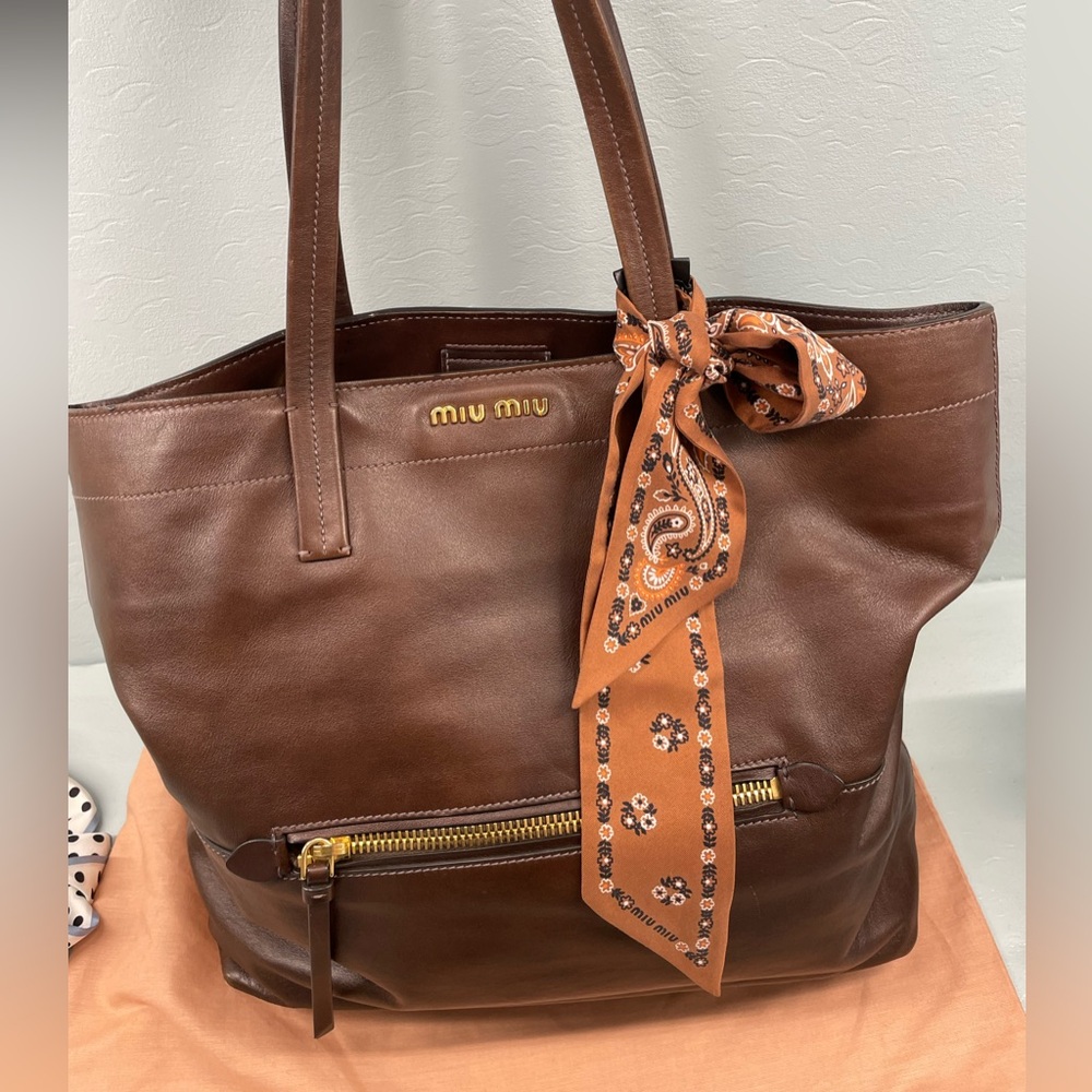 Miu Miu Dark Brown Leather Tote
